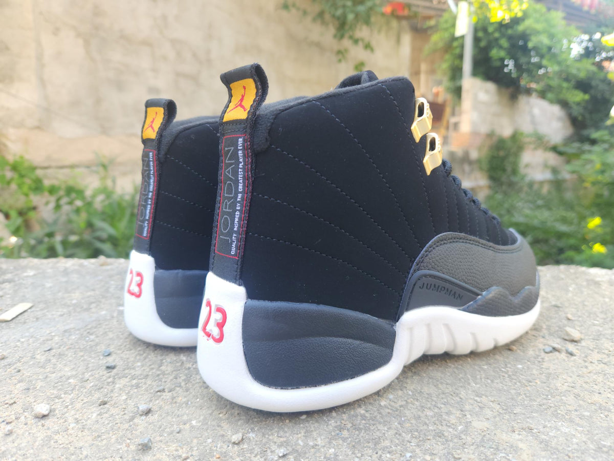 Air Jordan 12 Retro Black‑White‑Gold Men's