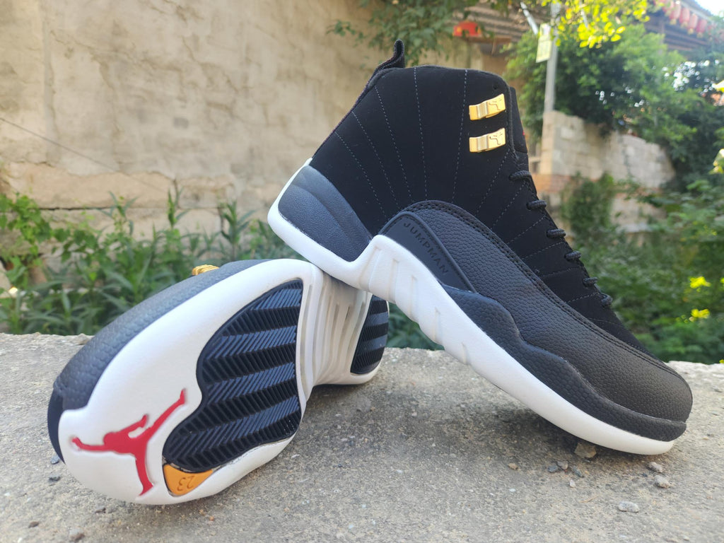 Air Jordan 12 Retro Black‑White‑Gold Men's